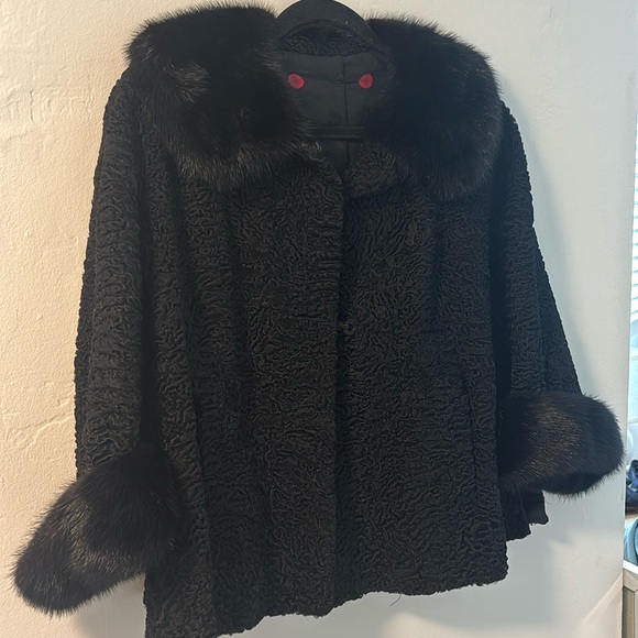 Jackets & Blazers - Vintage Mink Sheep Fur Cropped Jacket